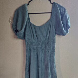 Max+Ash Teal Tiered Maxi Dress with Puffed Sleeves